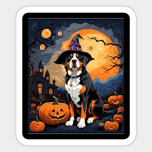 Aesthetic Halloween Greater Swiss Mountain Dog Witch Pumpkin Horror Nights Custom Sticker